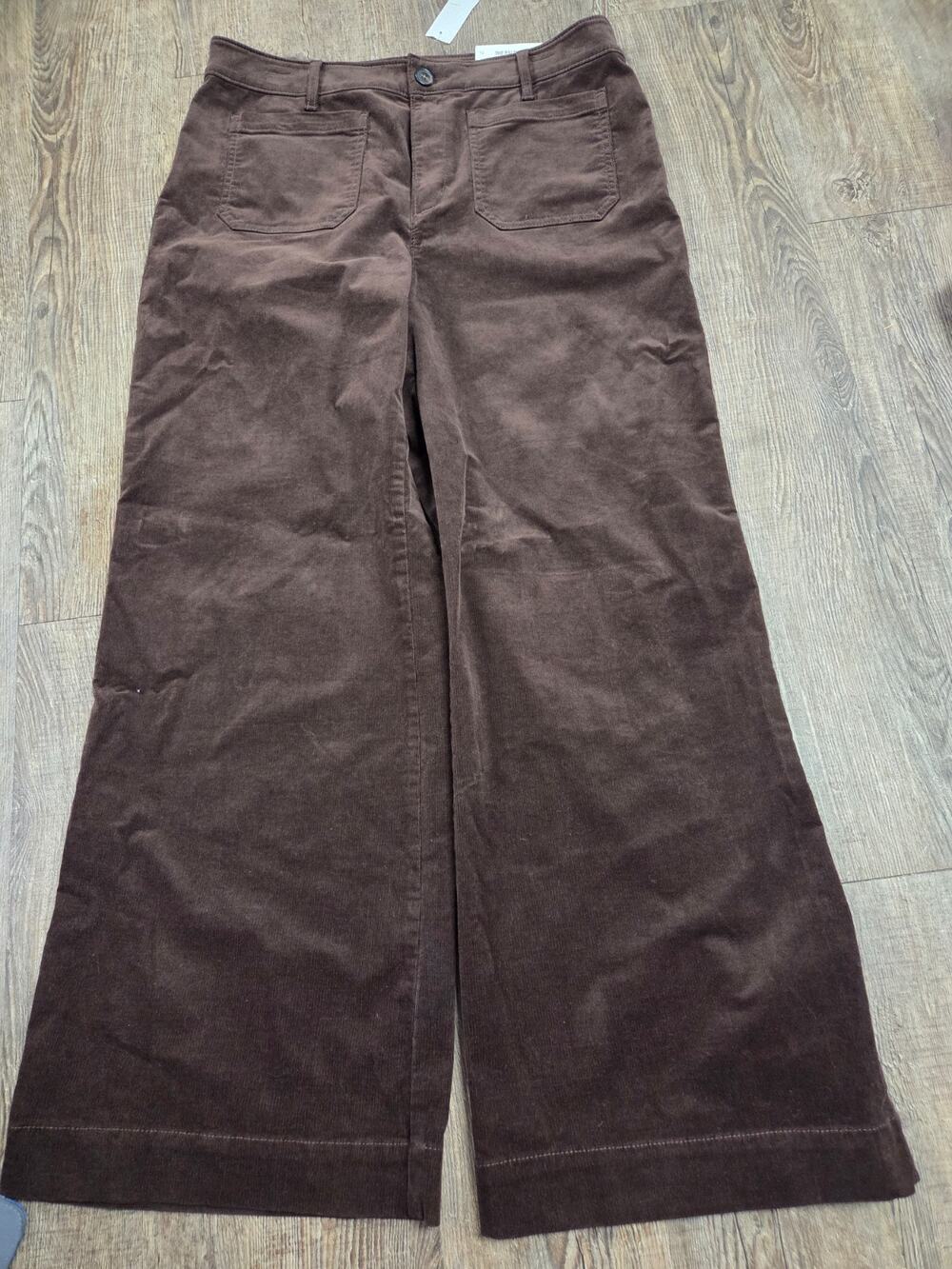 LOFT NWT The Palmer Wide Leg Corduroy Pants Size 12 Dark Brown